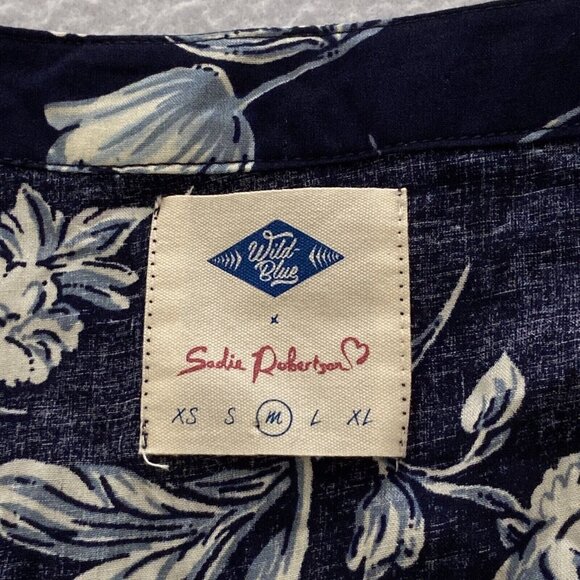 Wild Blue Sadie Robertson Womens Floral Button Front Babydoll Dress V Neck Cap S - Picture 3 of 6